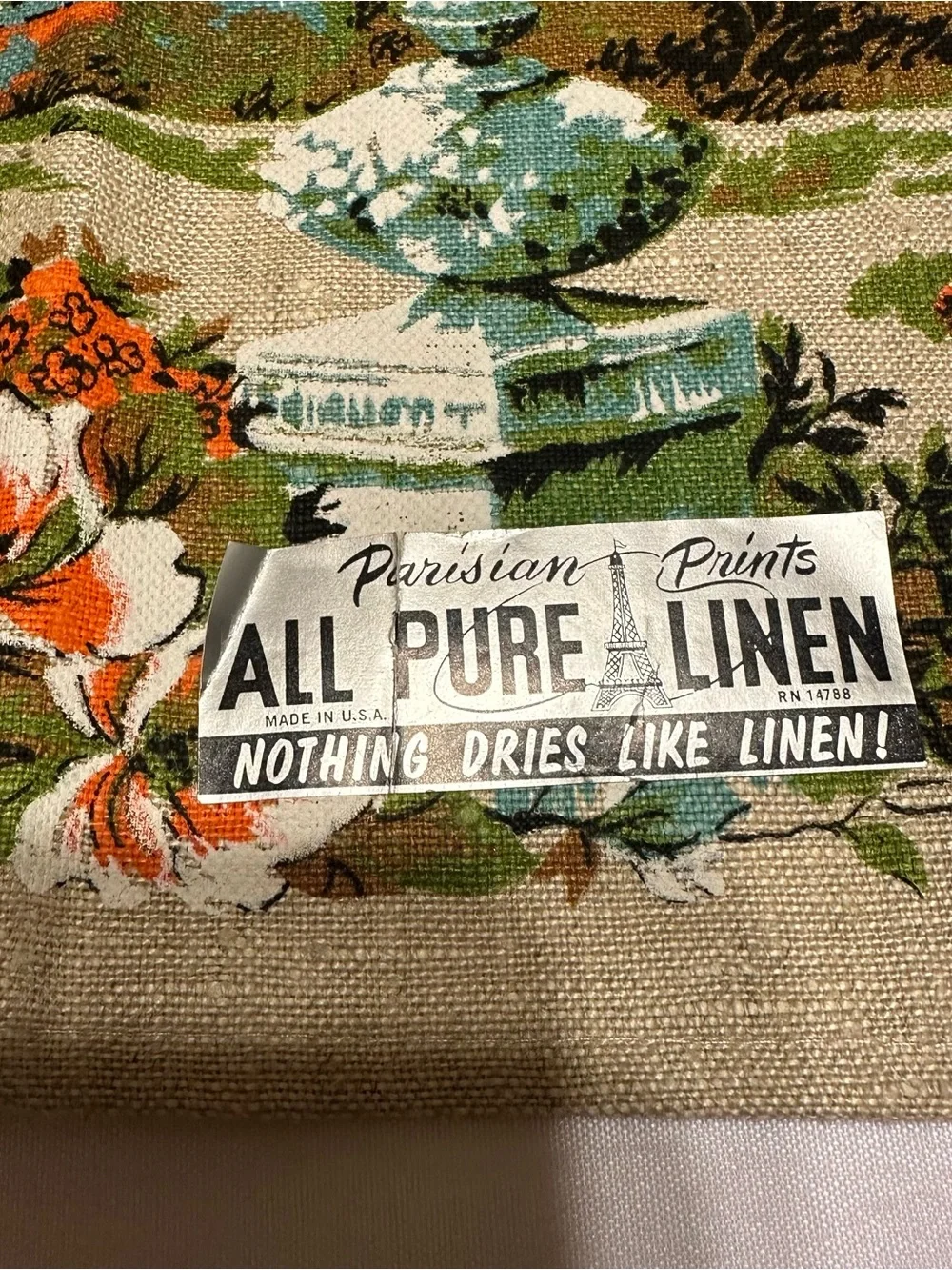 Vintage All Pure Linen Decorative  southern plantation hand towel